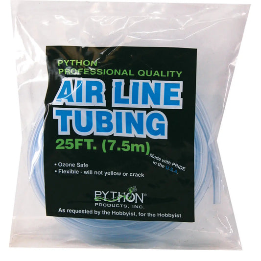 Python Air Line Tubing 25 ft – flexible, kink-resistant aquarium tubing for air pumps, stones, and decorations.