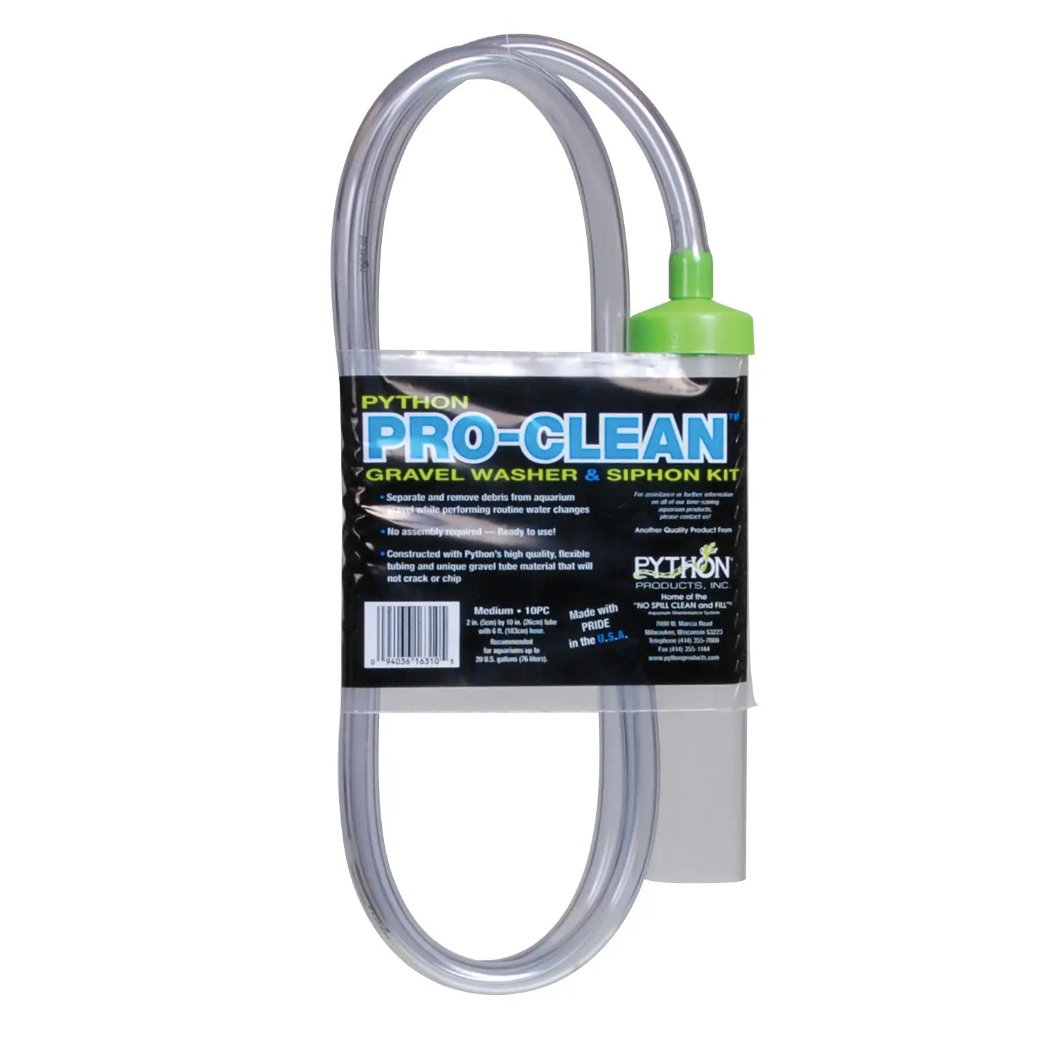 Python Pro-Clean Gravel Washer Medium 10 inch aquarium siphon for gravel cleaning and water changes.