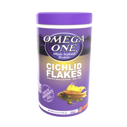 Omega One Cichlid Flakes 5.3 oz premium flake food for cichlid aquariums