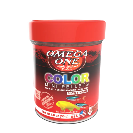Omega One Color Mini Pellets 1.8 oz slow-sinking aquarium fish food
