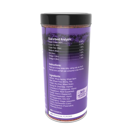 Omega One Super Color Small Cichlid Sinking Pellets 8 oz fish food container