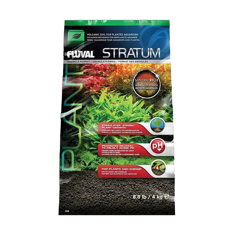 Fluval Stratum 8.8 lb plant and shrimp substrate made from volcanic soil for freshwater planted aquariums