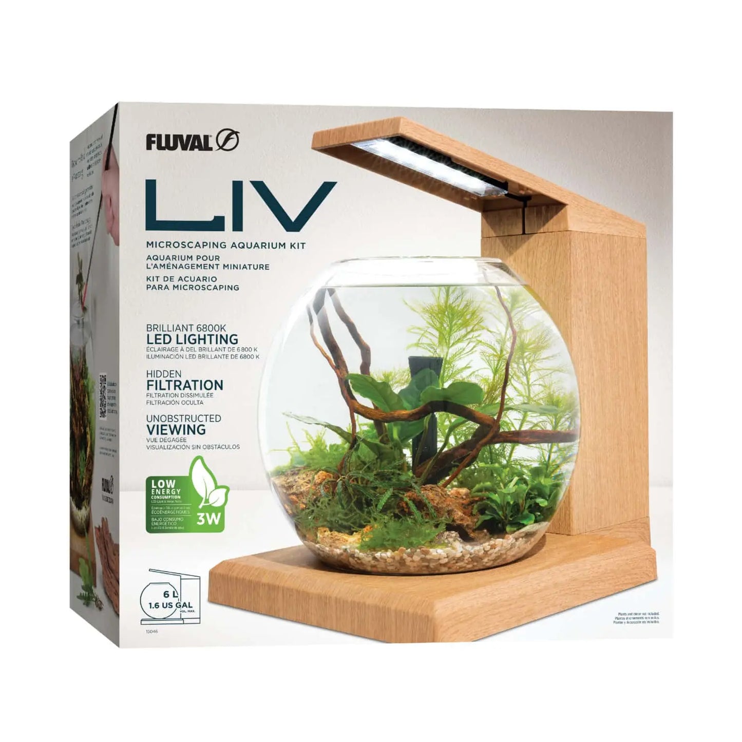LIV Aquarium Kit 1.6 gallon teak nano aquarium