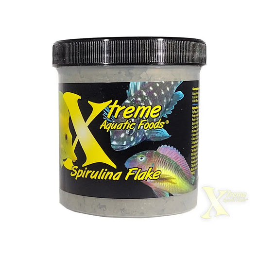 Xtreme Spirulina Flake Fish Food 0.5 oz – premium algae-based flakes for freshwater and marine aquarium fish.
