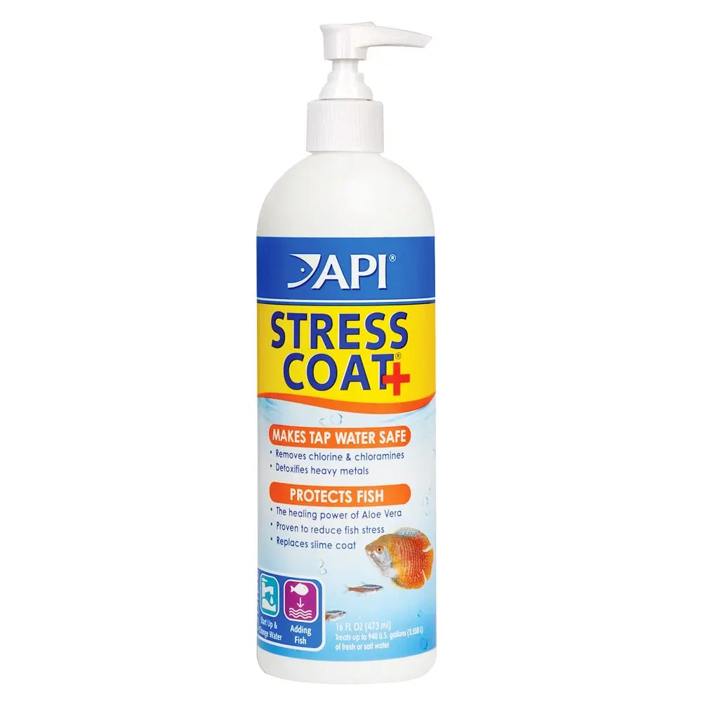 API Stress Coat 16 oz with Pump – water conditioner and fish protector for aquariums
