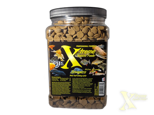 Xtreme Scrapers – 35.2 oz container of sinking wafers for plecos, catfish, loaches, shrimp, and snails