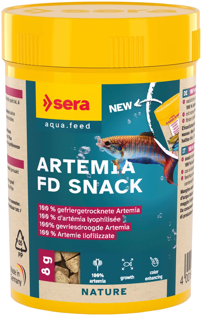 Sera Artemia FD Snack freeze-dried brine shrimp fish food – protein-rich natural treat for freshwater and marine aquarium fish