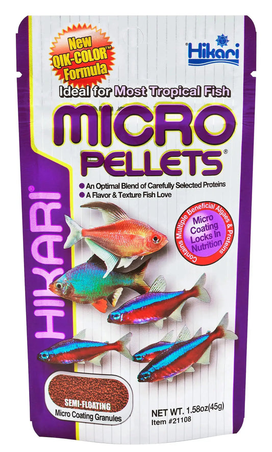 Hikari Micro Pellets 1.58 oz – slow-sinking color-enhancing micro pellets for small tropical fish