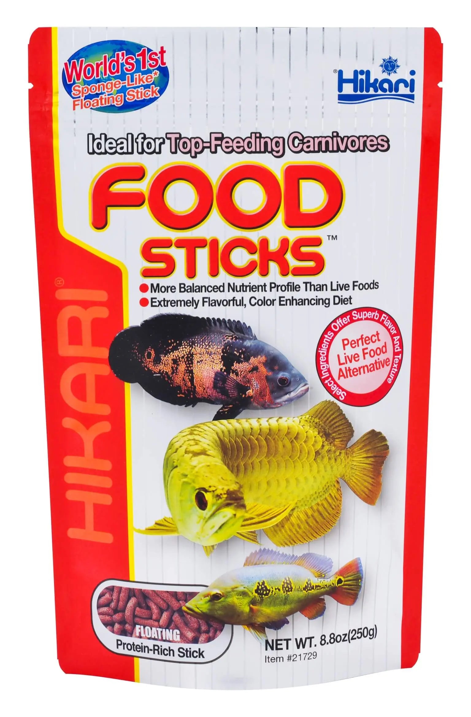 Hikari Food Sticks 8.8 oz floating carnivore fish food for large freshwater fish