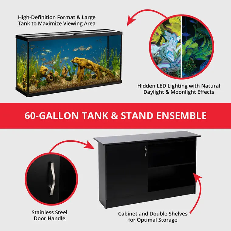 Marineland 60 Gallon Ensemble – Aquarium & Stand Set