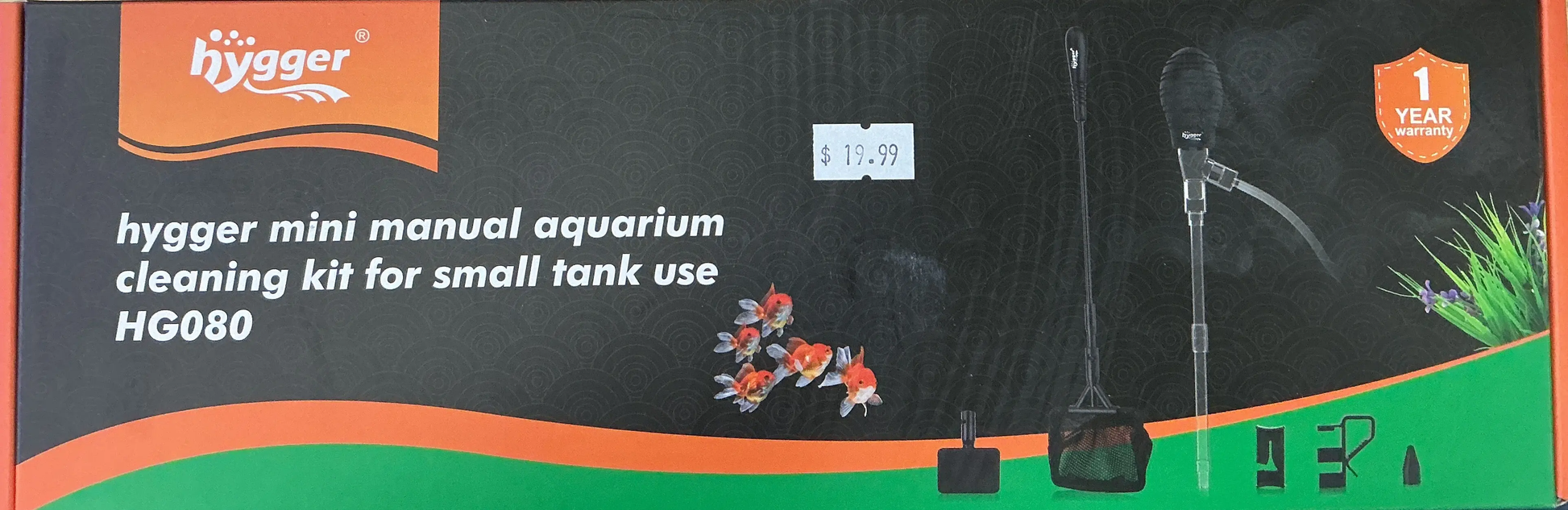 Hygger HG080 Mini Manual Aquarium Cleaning Kit – compact hand-pump gravel vacuum and siphon system for nano and small freshwater tanks