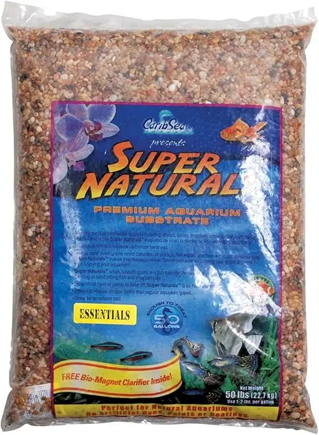 Super Naturals Zen Garden 20 lb aquarium sand – bright natural substrate for freshwater aquariums, safe for fish and plants.