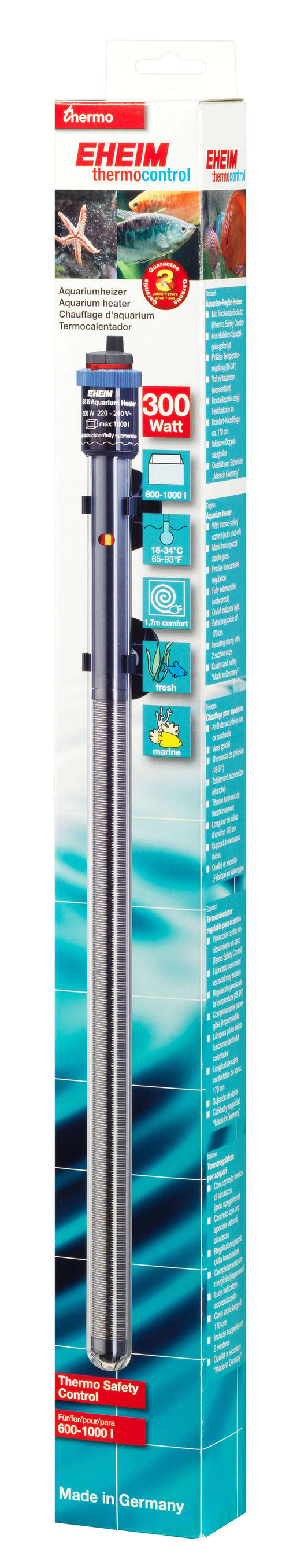 Eheim Jäger 300W – fully submersible adjustable aquarium heater with blue control dial