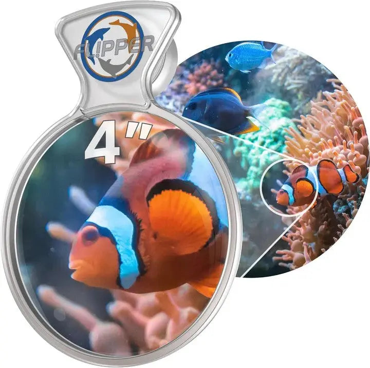 Flipper DeepSee Viewer Clear 4" – magnetic 4-inch magnified viewing lens for aquariums