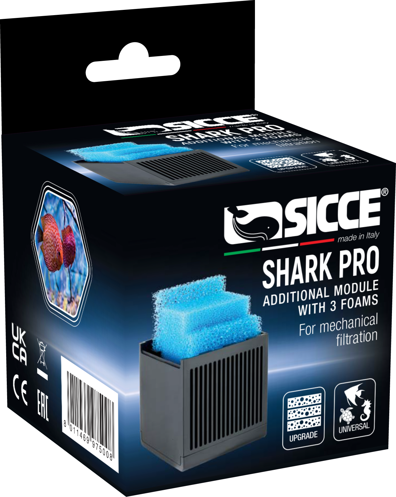 “Sicce SHARK PRO Module with Sponge – expandable mechanical filter cartridge for SHARK PRO internal aquarium filters.”