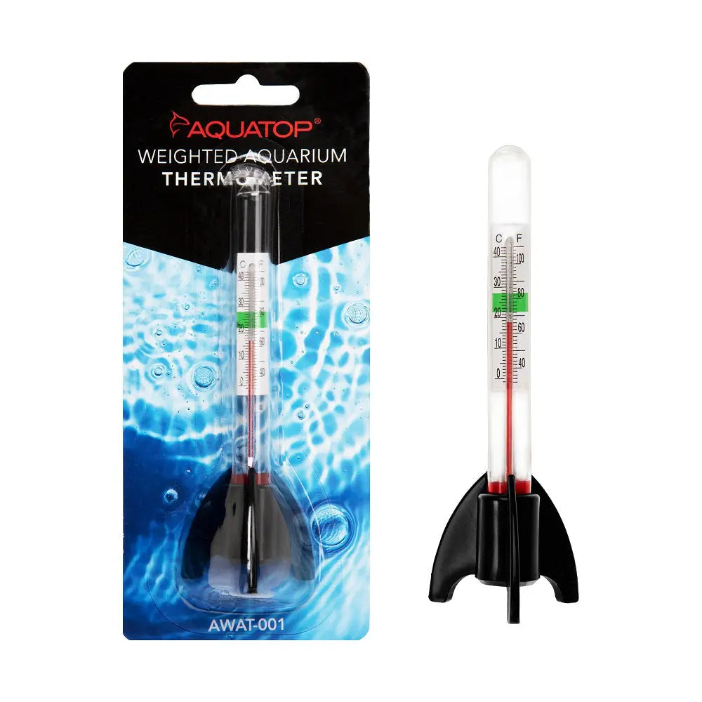 Aquatop weighted glass aquarium thermometer with claw base and green safe zone