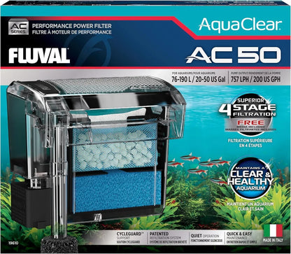 Fluval AquaClear AC50 power filter – hang-on-back aquarium filter for tanks up to 50 gallons