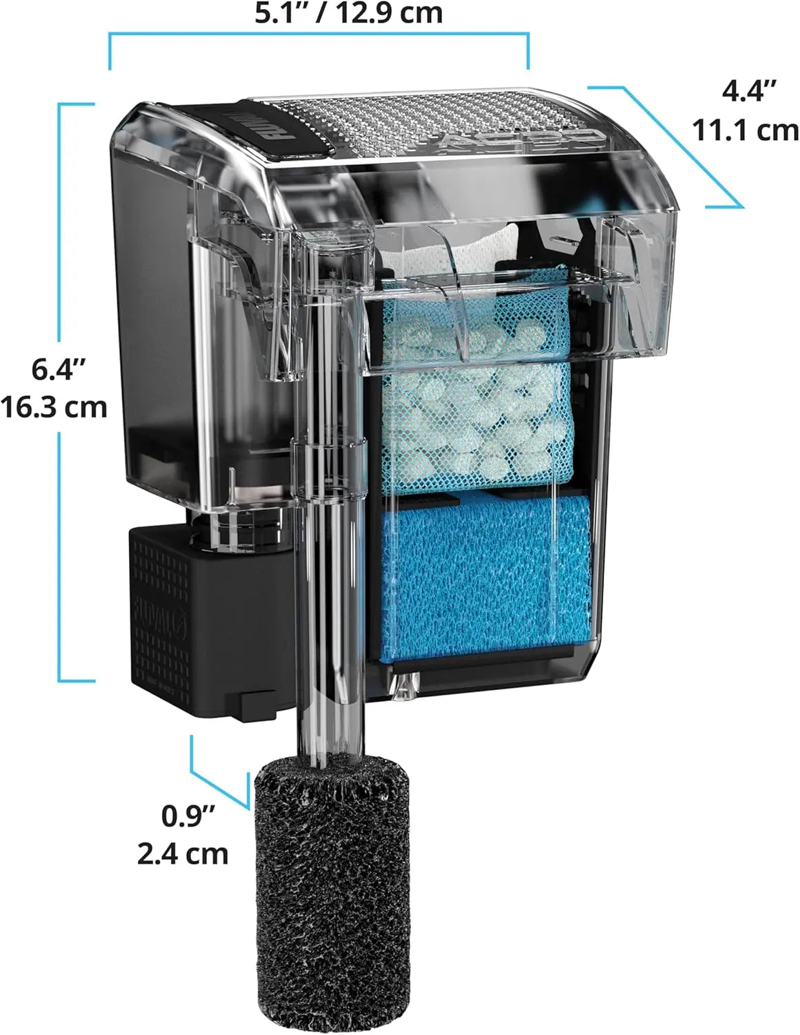 Fluval AquaClear AC20 power filter – compact hang-on-back aquarium filter for tanks up to 20 gallons