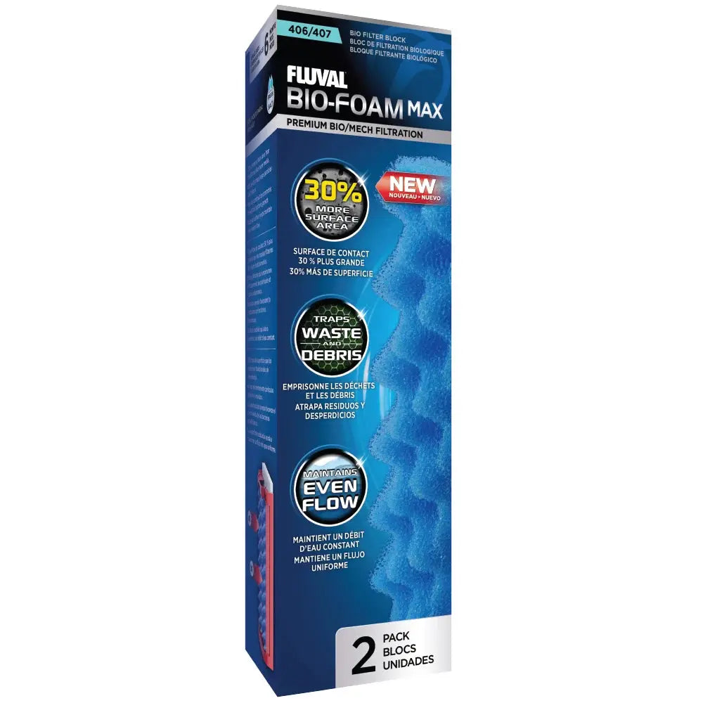 Fluval 407 Blue BioFoam MAX replacement foam filter media for external canister aquarium filters