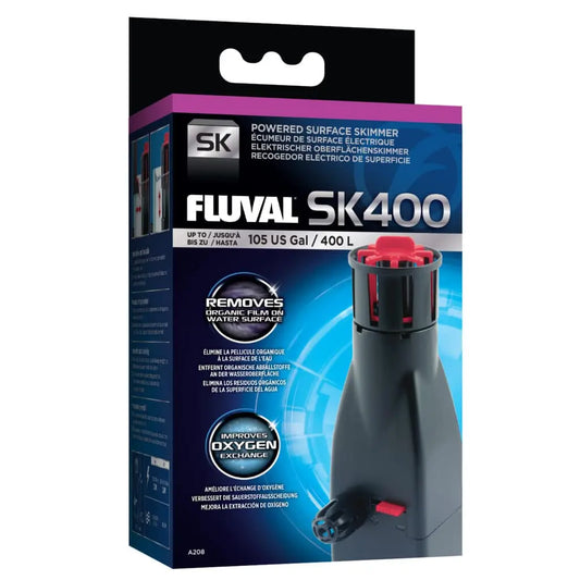 Fluval SK400 Powered Surface Skimmer retail box, rated up to 105 US gallons / 400L