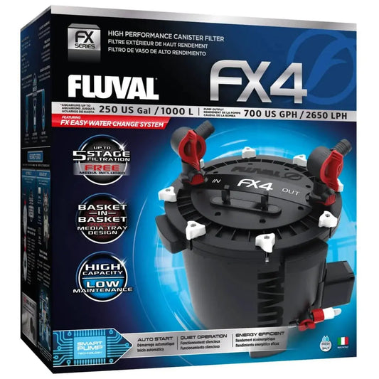 Fluval FX4 canister filter – mid-size high-performance multi-stage aquarium filter for tanks up to 250 gallons