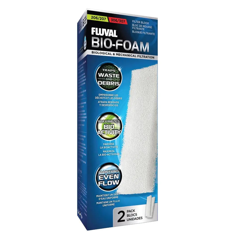 Fluval foam filter block replacement media 2-pack for Fluval 206, 207, 306, and 307 external canister filters