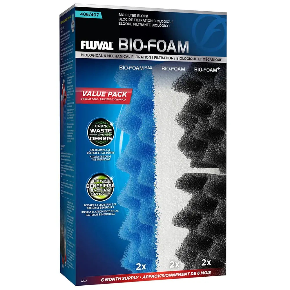 Fluval A337 Bio-Foam Value Pack packaging for 406 and 407 canister filters