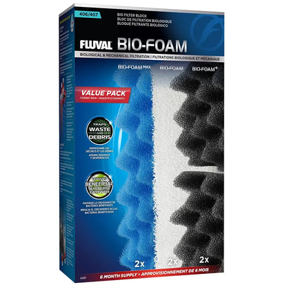 Fluval A337 Bio-Foam Value Pack packaging for 406 and 407 canister filters