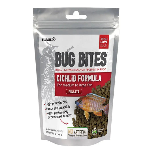 Fluval Bug Bites Cichlid Formula 3.5 oz insect-based fish food for freshwater cichlids