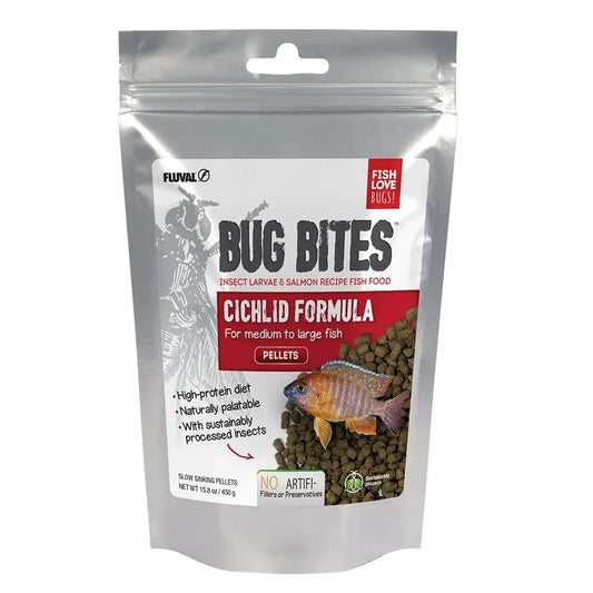 Fluval Bug Bites Cichlid Pellets 15.8 oz insect-based cichlid food