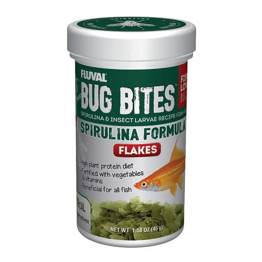 Fluval Bug Bites Spirulina Flakes 1.59 oz insect-based fish food