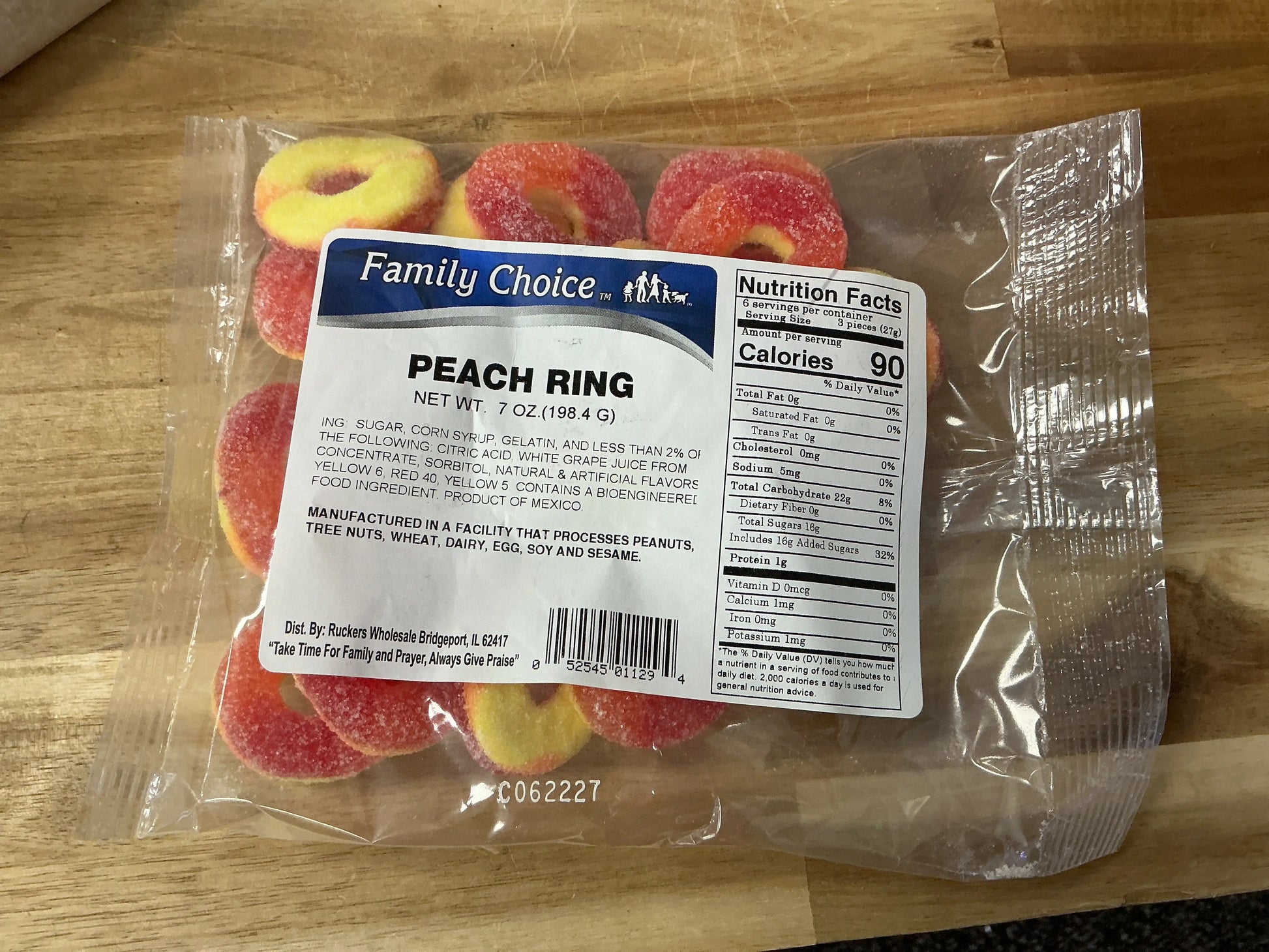 Rucker’s Peach Rings 7 oz