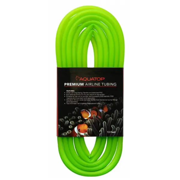 Aquatop Premium Airline Tubing 13 ft neon green aquarium air pump tubing