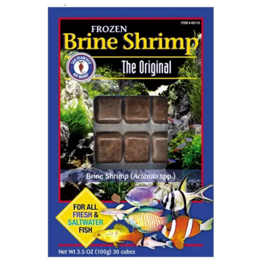 San Francisco Bay Frozen Brine Shrimp 3.5 oz frozen fish food for freshwater and marine aquariums