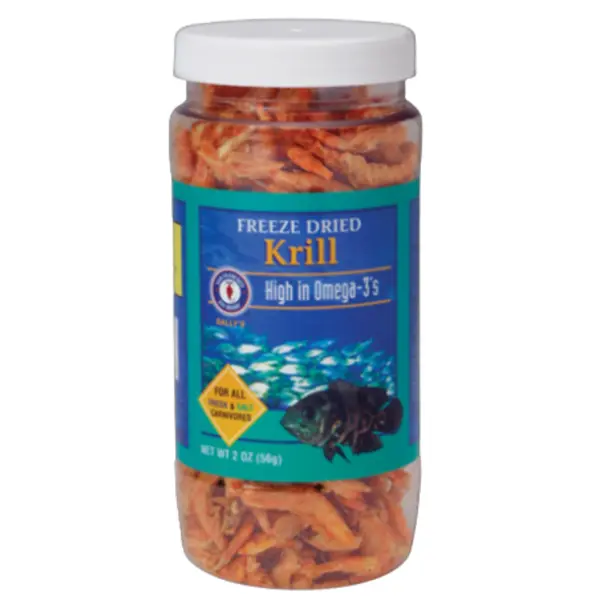 Bay Brand Freeze Dried Krill 2oz natural high protein fish food treat for freshwater and saltwater aquarium fish