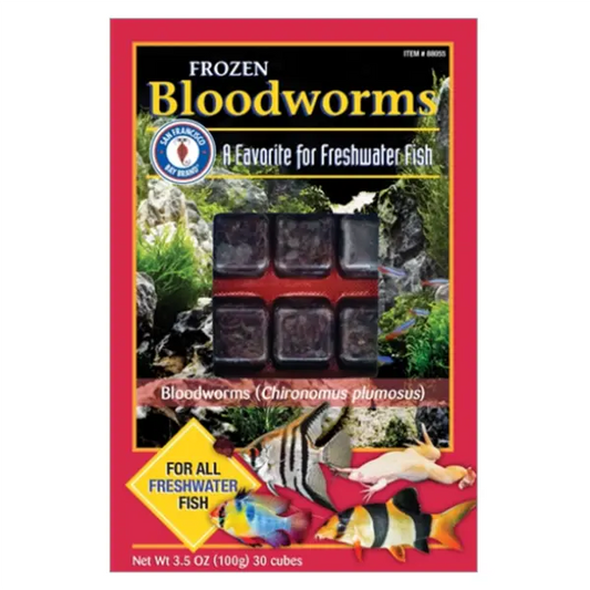 San Francisco Bay Frozen Bloodworms 3.5 oz frozen fish food for freshwater and marine aquariums