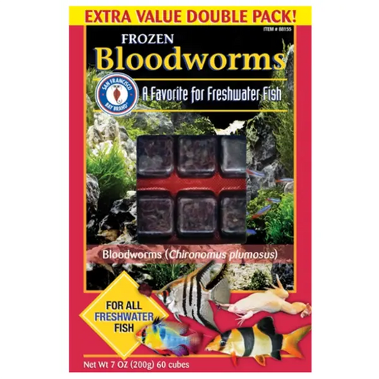 San Francisco Bay Frozen Bloodworms Double Pack 7 oz frozen fish food for freshwater and marine aquariums