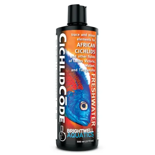 Brightwell Aquatics Cichlid Code aquarium supplement for maintaining proper water chemistry, mineral balance, and cichlid health in freshwater African cichlid aquariums at Tropical Treasures Wyo.