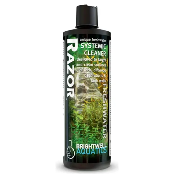 Brightwell Razor Freshwater 500mL systemic aquarium cleaner for rocks driftwood decorations and tank walls