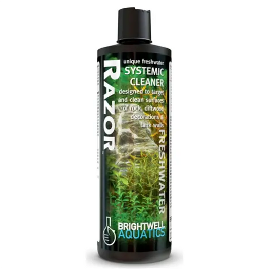Brightwell Razor Freshwater 500mL systemic aquarium cleaner for rocks driftwood decorations and tank walls