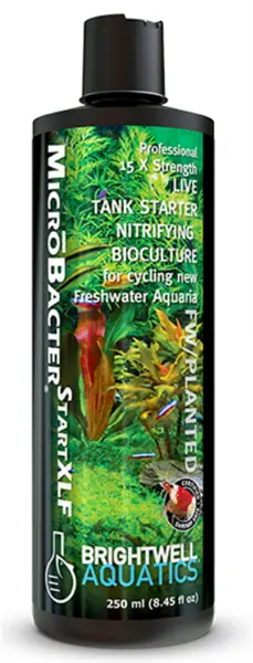Brightwell MicroBacter Start XLF 250mL live nitrifying bacteria for freshwater aquarium cycling