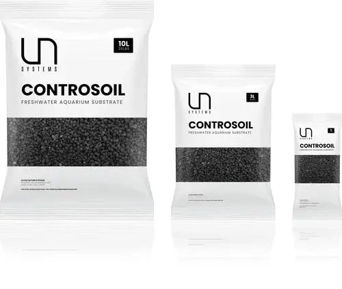 UNS Controsoil Black Normal freshwater aquarium substrate retail packaging in three bag sizes