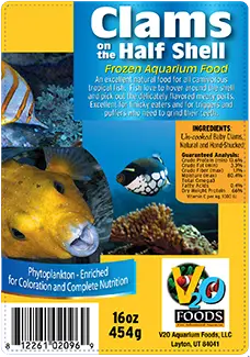 V2O Aquarium clams on the half shell 112g frozen food