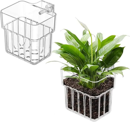 Clear acrylic aquarium plant holder – durable transparent holder designed to secure live plants in freshwater aquariums.