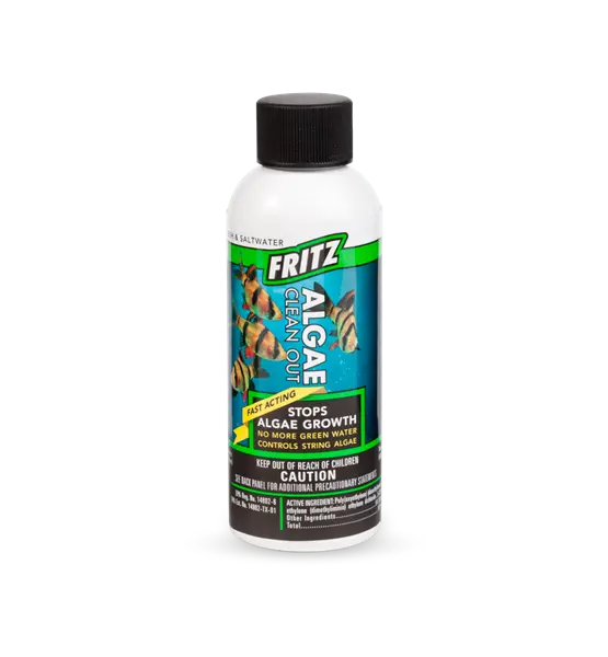 Fritz Algae Clean Out 4oz freshwater aquarium algae treatment designed to help control nuisance algae and improve aquarium appearance