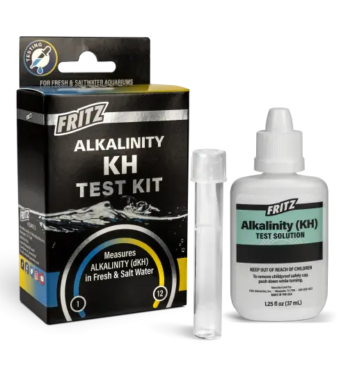Complete Fritz KH Test Kit with instructions, reagent, and sample vial.