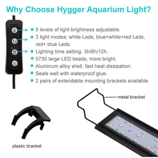 Hygger Extendable LED Light HG918-16w Tropical Treasures Wyo LLC