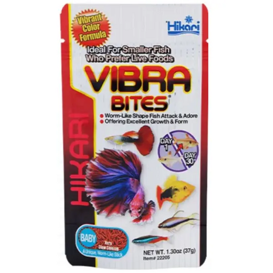Hikari Vibra-Bites Baby 1.30oz bloodworm-like tropical fish food for bettas guppies tetras gouramis and nano fish