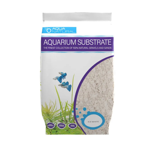 Pisces Ice White Aquarium Substrate 10 lb bright white aquarium gravel for freshwater tanks, shrimp tanks, planted aquariums, and aquascapes.