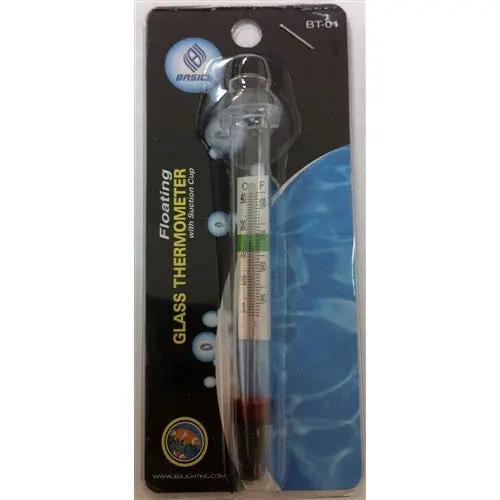 “Glass Thermometer with Suction Cup – accurate aquarium temperature gauge with clear Fahrenheit and Celsius scale for freshwater and saltwater tanks.”